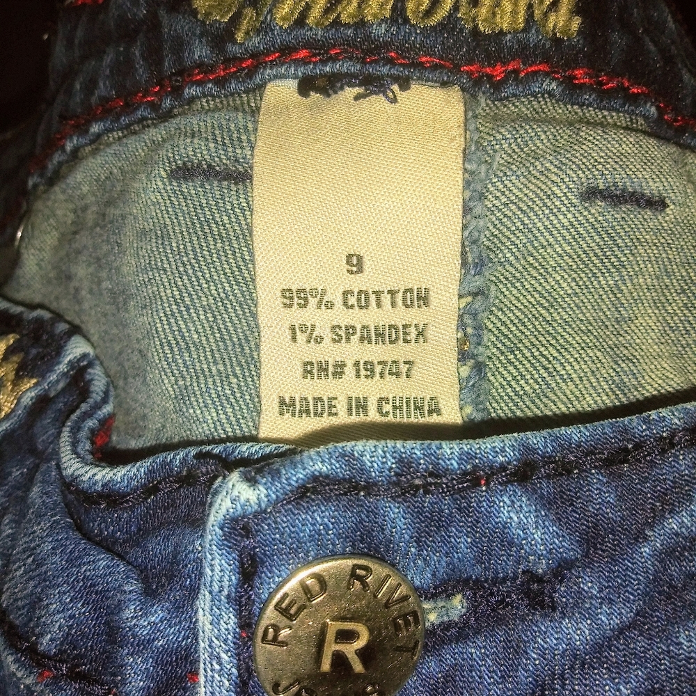 Red Rivet Jeans - Picture 2 of 3